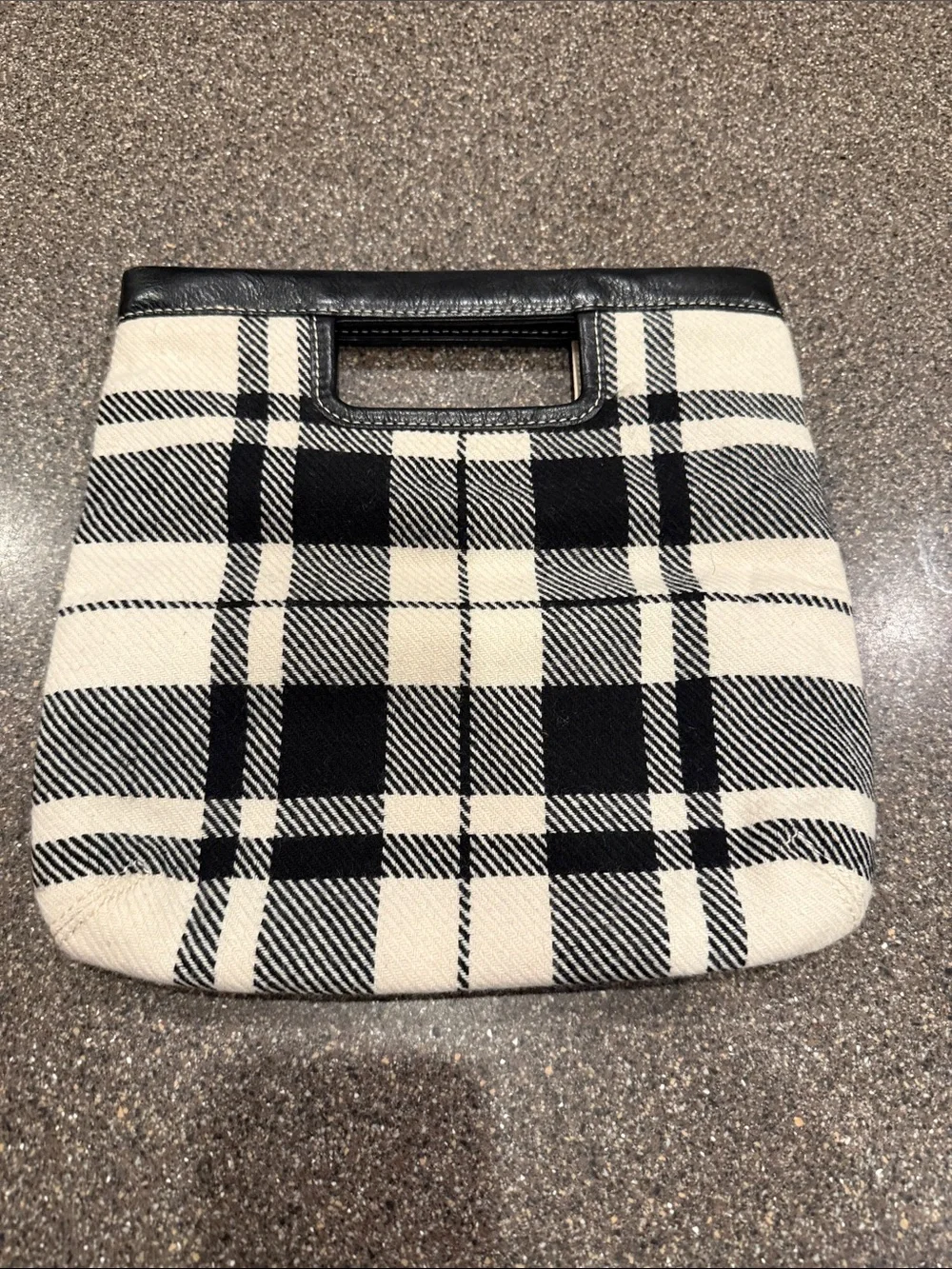 Banana Republic Black & Cream Plaid Top-Handle Clutch